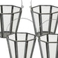 Set of Four Gray Distressed Geometric Iron And Glass Tabletop Votive Candle Holders