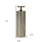 Set of Three Bronze Distressed Abstract Metal Tabletop Pillar Candle Holders