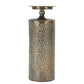 Set of Three Bronze Distressed Abstract Metal Tabletop Pillar Candle Holders