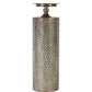 Set of Three Bronze Distressed Abstract Metal Tabletop Pillar Candle Holders