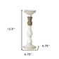 Set of Three Ivory and Natural Resin Tabletop Pillar Candle Holders
