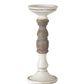 Set of Three Ivory and Natural Resin Tabletop Pillar Candle Holders