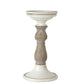 Set of Three Ivory and Natural Resin Tabletop Pillar Candle Holders