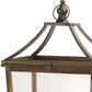 Set of Two Brown Distressed Geometric Wood And Metal Floor Lantern Candle Holders