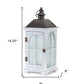 Set of Two White And Black Distressed Ornate Glass Wood And Metal Floor Lantern Candle Holders