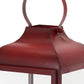 Set of Two Red Distressed Iron Floor Lantern Candle Holders