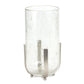 6" Silver And Clear Metal And Glass Tabletop Hurricane Candle Holder