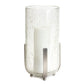 6" Silver And Clear Metal And Glass Tabletop Hurricane Candle Holder