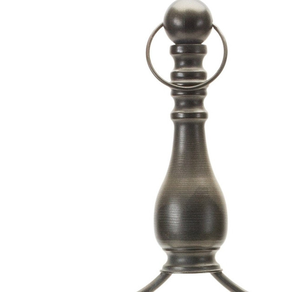 24" Brown Distressed Iron Tabletop Dish Candle Holder