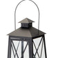 Set of Two Black Distressed Ornate Iron Tabletop Lantern Candle Holders