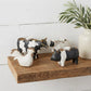 Set of Four Black and White Farm Animal Polyresin Tabletop Candleholders