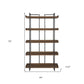 75" Black And Brown Metal and Wood Five Tier Bookcase