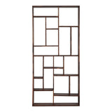 86" Brown And Natural Solid Wood and Wood Ten Tier Bookcase