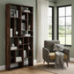 86" Brown And Natural Solid Wood and Wood Ten Tier Bookcase