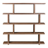 Brown And Natural Wood Five Tier Bookcase