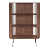 57" Natural and Brown Wood Three Tier Bookcase