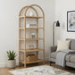 80" Natural Wood Five Tier Arched Top Bookcase