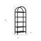 80" Black Oak Wood Five Tier Arched Top Bookcase