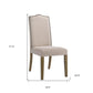 Cream and Brown Upholstered Linen Dining Parsons Chair