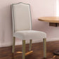 Cream and Brown Upholstered Linen Dining Parsons Chair