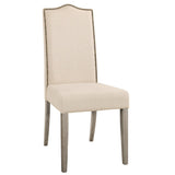 Cream and Gray Linen Dining Parsons Chair
