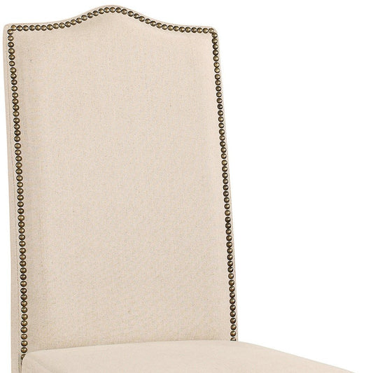Cream and Gray Linen Dining Parsons Chair
