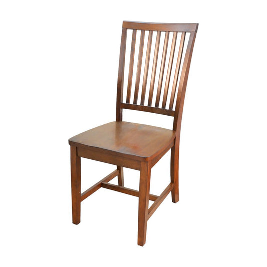 Chestnut Solid Wood Slat Back Dining Side Chair