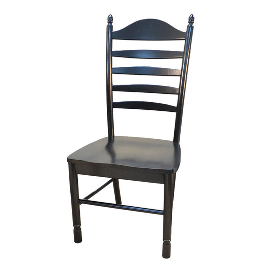 Black Solid Wood Ladder Back Dining Side Chair