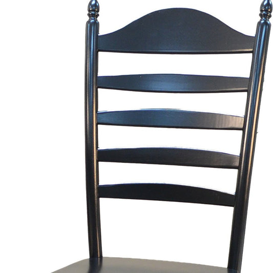 Black Solid Wood Ladder Back Dining Side Chair