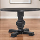 47" Black Rounded Solid Wood Pedestal Base Dining Table