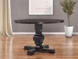 47" Black Rounded Solid Wood Pedestal Base Dining Table