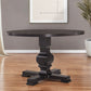 47" Black Rounded Solid Wood Pedestal Base Dining Table
