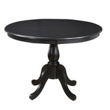 42" Black Wood Pedestal Base Round Top Dining Table