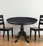 42" Black Rounded Solid Manufactured Wood And Solid Wood Pedestal Base Dining Table