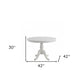 42" White Rounded Solid Manufactured Wood And Solid Wood Pedestal Base Dining Table
