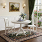42" White Rounded Solid Manufactured Wood And Solid Wood Pedestal Base Dining Table