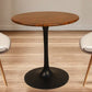 30" Brown And Black Rounded Solid Wood And Iron Pedestal Base Dining Table