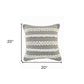 20" Gray and White Geometric Indoor Outdoor Throw Pillow With Texture