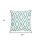 20" Aqua and White Geometric Indoor Outdoor Throw Pillow