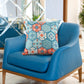 20" X 20" Blue Zippered Patchwork Indoor Outdoor Throw Pillow