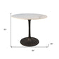36" White And Black Rounded Marble And Iron Pedestal Base Dining Table