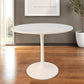 36" White Rounded Marble And Iron Pedestal Base Dining Table
