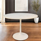 40" White Rounded Marble And Iron Pedestal Base Dining Table