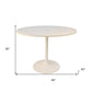40" White Rounded Marble And Iron Pedestal Base Dining Table