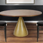 48" Brown And Gold Rounded Solid Wood And Iron Pedestal Base Dining Table