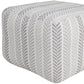 18" Gray And White Cotton Chevron Pouf Ottoman