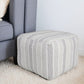 18" Gray And White Cotton Chevron Pouf Ottoman