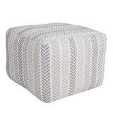 18" Gray And White Cotton Chevron Pouf Ottoman