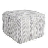 18" Gray And White Cotton Chevron Pouf Ottoman
