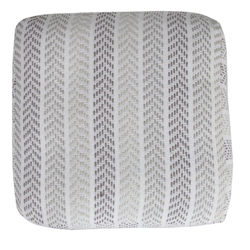 18" Gray And White Cotton Chevron Pouf Ottoman
